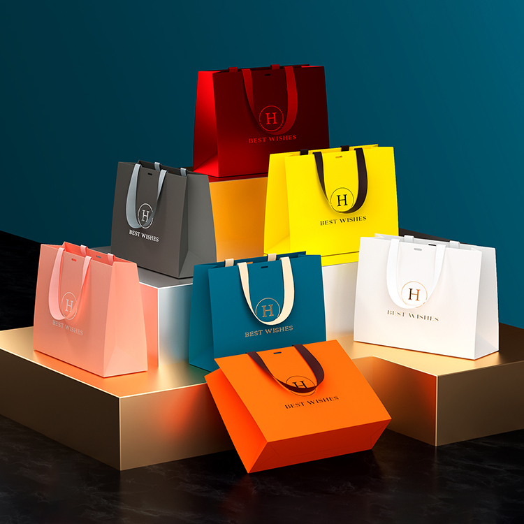 Бумажный пакет Kraft Shopping для обуви, напечатанный на заказ собственный логотип, белый, коричневый, подарочное ремесло