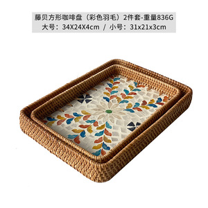 Handgemaakte natuurlijke rotan licht luxe retro opberg fruit schaal voor thuis woonkamer restaurant koffie dienblad dessert - Product Image 6