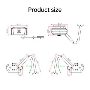 Ouvre-porte automatique à bras courbé robuste anti-pincement et anti-collision, capacité maximale 800 kg par battant, longueur 2,5 m - Product Image 2