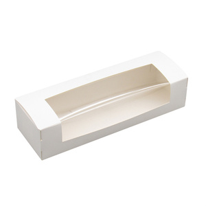 Wholesale Customized Dessert Cookie Biscuit White Paper Rectangle Bakery Cake Box With Transparent Window