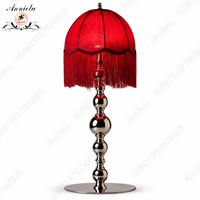 Lampe de table LED rechargeable ANNIELU bordeaux dorée, idéale pour centre de table de mariage, événements et banquets