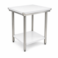 Table de travail de cuisine en acier inoxydable 304 à double couche, finition polie, réglable en hauteur, démontable, fabriquée en Chine, capacité de charge de 300 kg/m