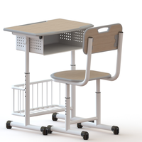 Ensemble de bureau et de chaise d'étudiant pliable moderne durable et élégant pour le bureau à domicile, l'école et l'hôpital en bois, métal et PP