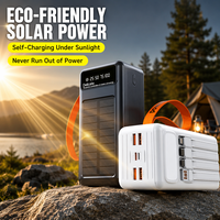 Nouvelle batterie solaire haute capacité 50000mAh, chargeur portable, quatre ports USB, 4 câbles intégrés, charge rapide, lampe torche, extérieur