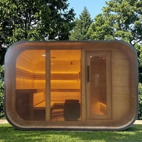 Sauna extérieur haut de gamme en bois massif Sequoia / Sauna sec et humide pour 6 personnes à infrarouge lointain pour villa