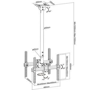 Soportes <span class=keywords><strong>de</strong></span> TV <span class=keywords><strong>de</strong></span> techo <span class=keywords><strong>de</strong></span> acero laminado en frío Soporte <span class=keywords><strong>de</strong></span> TV <span class=keywords><strong>de</strong></span> techo trasero económico para dos pantallas <span class=keywords><strong>de</strong></span> 23-55 <span class=keywords><strong>pulgadas</strong></span> - Product Image 3