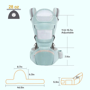 Adjustable 25kg <strong>Baby</strong> <strong>Carrier</strong> With Reinforced Back Strap 3-36 Months Support Waist Stool Cotton Material Side Pocket Storage