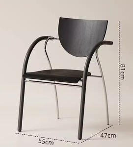 <span class=keywords><strong>Chaise</strong></span> de salle à manger moderne en bois massif et métal avec dossier ergonomique, siège confortable pour la cuisine, le salon ou le bureau - Product Image 6