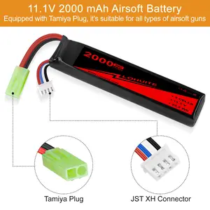 11.1V 3s Airsoft Battery 2000mAh Rechargeable RC Hobby LiPo Battery Mini Tamiya Plug