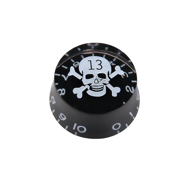 Black With White-Skull Top Hat Knobs Speed Volume Tone AMP Effect Pedal Control Guitar Knobs for Electric Guitar Bass