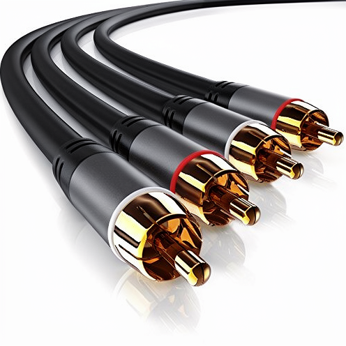 CSL Stereo Cinch 0.5m 2X RCA to 2X RCA Audio Cable-AUX Input Metal Plug Gold Plated Double-shielded for Home Theater