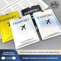 Nueva cubierta de pasaporte de aleación de aluminio antimagnética con bloqueo RFID, soporte para pasaporte con estilo de mapa impreso dorado, plateado y negro