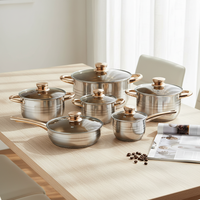 Batterie de cuisine moderne de luxe en acier inoxydable de 12 pièces avec logo personnalisé ustensiles de cuisine maison minimaliste casserole en métal granit pot de haute qualité