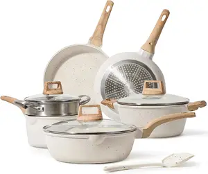 Juego de utensilios de cocina de aluminio para el hogar, set de utensilios de cocina de calidad superior con revestimiento de granito arote, con recubrimiento antiadherente