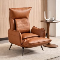 Fauteuil de massage moderne haut de gamme, chaise de loisirs créative individuelle, fauteuil inclinable manuel en cuir, fauteuil de salon en bois pour le salon