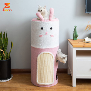 Colonne d'escalade pour chat <span class=keywords><strong>double</strong></span> couche intégrée moderne, arbre universel quatre saisons avec nid, maison fermée pour chat, quatre accessoires, carton chaud - Product Image 6