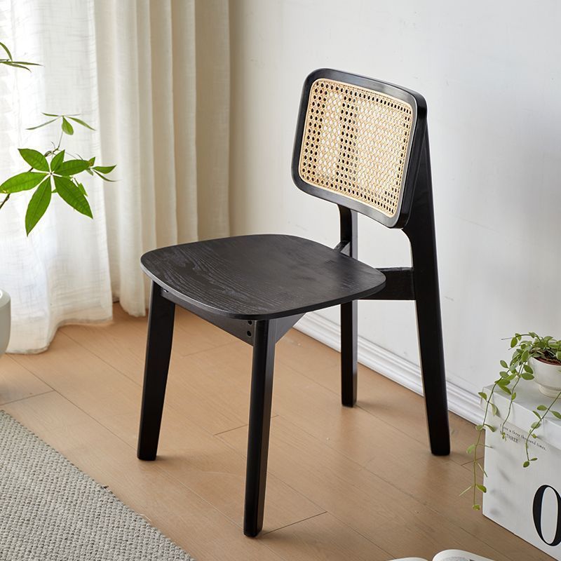 Black wood color - wooden surface style palm leaf fan chair