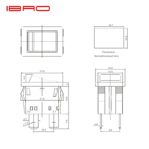 Interruptor basculante IBAO CNIBAO RCKSeries, 4 pines, KCD1-104, 6A, 250V, CA, doble Polo eléctrico