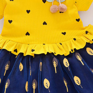 Wholesale Summer Patchwork <b>Skirt</b> Heart Design Little Girls Baby Kids Princess <b>Fluffy</b> Dress - Product Image 3