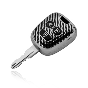 GZ DOMI 2026 – Étui de protection pour clé de voiture en TPU texturé fibre de carbone brillant et lisse, bord argenté, pour Peugeot <span class=keywords><strong>206</strong></span>/207 – Accessoires automobiles tendance - Product Image 4