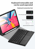 Clavier de tablette en cuir ultra-fin avec pavé tactile USB-C sans fil et rétroéclairage RGB pour tous les iPad, nouvelle sortie