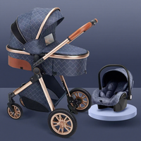 Poussette bébé 360° bidirectionnelle en métal et tissu, design haute position, portable, pliable, inclinable, antichoc, pour nourrissons et tout-petits 0-3 ans