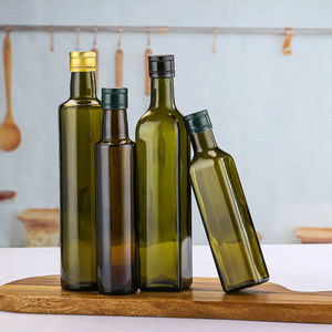 Vente flash Bouteille d'huile de cuisson rechargeable 250ml 500ml 750ml 1L Bouteilles en verre carrées vides vert armée pour huile d'olive pour la cuisine - Product Image 1