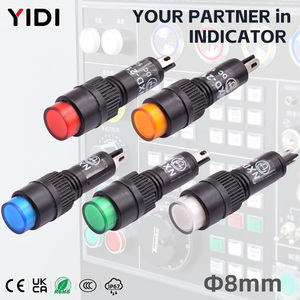 8mmプラスチック製赤黄白緑青LEDはんだピンパイロットインジケーターライトランプ12V 24V 36V 110V 220V産業機器 - Product Image 1