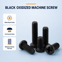 Vis à tête ronde en acier au carbone PM Huayuanxing, oxydées noires, petites micro-vis à tête disque électroniques M1/M2/M3/M4/M5 Grade 4.8