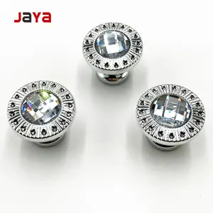 Factory Wholesale Furniture Bathroom Diamond Luxury Kitchen Bling Drawer Knob Cabinet Chrome Crystal Handle Door Knob