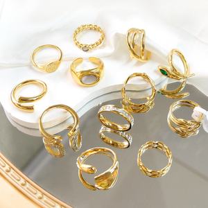 Anillos Minimalistas de Acero Inoxidable al por Mayor, Joyería de Compromiso y Boda, Anillos Modernos Resistentes al Agua con Baño de Oro de 18k para Mujer - Product Image 3