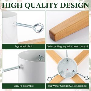 Wooden <strong>Christmas</strong> <strong>Tree</strong> <strong>Stand</strong> for Real <strong>Trees</strong> Large Size Wood Base Holiday Display Holder for Indoor Outdoor <strong>Tree</strong> Support Use - Product Image 3