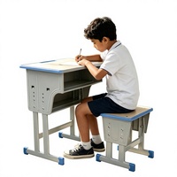 Nouvel ensemble chaise et pupitre en acier pour élèves du primaire et du secondaire, individuel, durable et réglable en hauteur