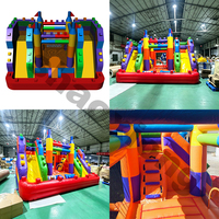 Castillo Hinchable Comercial para Exteriores con Piscina de Bolas y Tobogán Doble, Ideal para Niños y Bebés