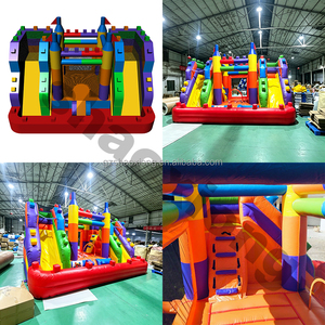 Château gonflable commercial d'extérieur pour enfants et tout-petits, avec piscine à balles intégrée et double toboggan - Product Image 3