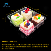 Plateau alimentaire carré en plastique PET TIANCHOU à 4 compartiments, transparent, recyclable, personnalisé en usine, pour gâteaux de lune au chocolat et desserts