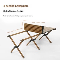 Table pliable d'extérieur en alliage d'aluminium, ultra-légère, portable, en bois de hêtre, pour pique-nique, mobilier d'extérieur, équipement de camping