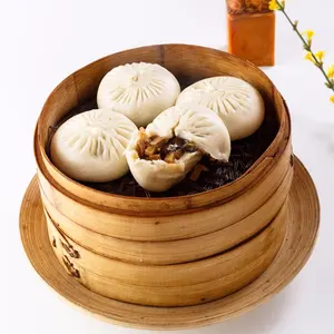 Bollo vegetariano de tres dados certificado HACCP Three Ding Bao vegetariano relleno al vapor Baozi