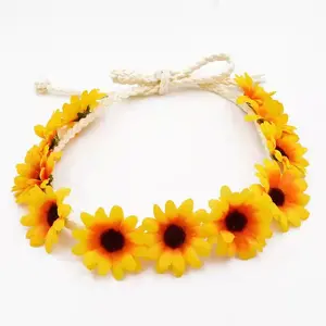 BELLEWORLD 2024 fashion Daisy Hair Wreath girls headband organic satin silk hair bands for women