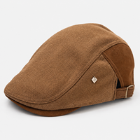 Casquette de conduite bicolore kaki pour hommes et femmes avec bordure marron, sangle réglable et boucle coulissante en métal – Vente en gros décontractée