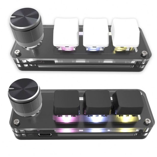Programming Macro Custom Knob Keyboard RGB 3 Key Copy Paste Mini Button PS Gaming Keypad Mechanical Hotswap Macropad