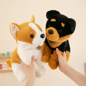 Fábrica al por mayor encantadores juguetes <span class=keywords><strong>de</strong></span> perros <span class=keywords><strong>de</strong></span> dibujos animados Shiba Inu <span class=keywords><strong>Rottweiler</strong></span> Schnauzer felpa poliéster bordado cumpleaños alivio del estrés ODM - Product Image 2