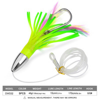 15cm/48g Vormontierter Metallköder für Salzwasser-Trolling mit PVC-Rock und Feder, Offshore-Großwildköder für Oktopus, Thunfisch, Marlin, Mahi-Mahi
