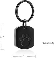 Porte-clés urne funéraire pour animaux de compagnie en acier inoxydable avec empreinte de patte, pendentif remplissable pour cendres, cadeau commémoratif pour propriétaires de chiens et de chats, hommes et femmes