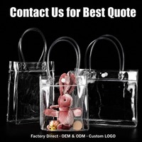 Sac fourre-tout en PVC transparent avec logo personnalisé, imperméable, réutilisable, pour le shopping, les cadeaux, avec poignée renforcée