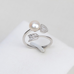 Anillo Abierto de Plata de Ley S925 Wenchi para Mujer, Diseño de Flecha de Cupido, Joyería de Perlas DIY, Incrustaciones de Garras, Talla 8-9, Chapado en Oro Rosa, Accesorio de 18 Pulgadas - Product Image 1