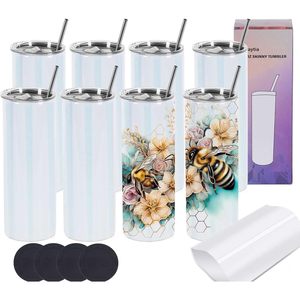 Gobelet à sublimation 20 oz Skinny Straight Glitter Blanks Lot de 25 avec couvercle individuellement - Product Image 1