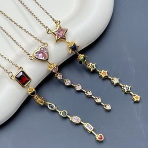 Новое поступление, колье с цирконием под старину, роскошное длинное медное модное квадратное украшение из сахарной кисточки, оптовая продажа - Product Image 3