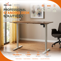Bureau de luxe électrique à moteur unique, réglable en hauteur, pour ordinateur, cadre blanc, capacité de charge 70 kg, fixation murale