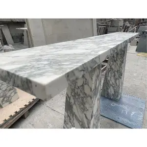 HZX Living Room Marble Furniture Travertine Top High End Table Wall Luxury Couch Entry Hallway Corner Stone Console Table